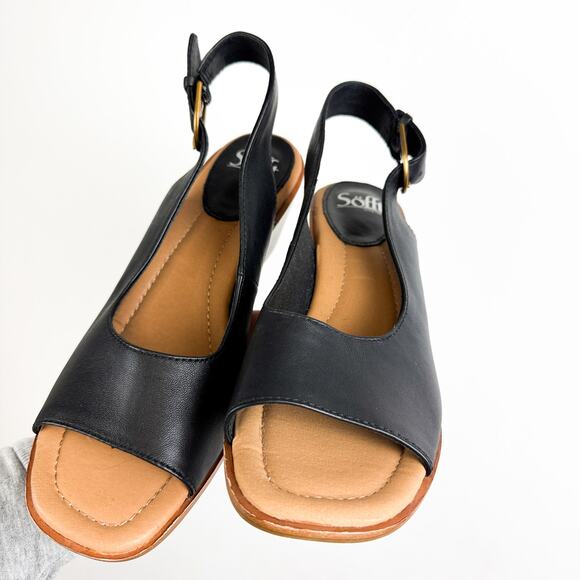 Sofft Womens Gabriella Leather Slingback Wedge Sandals Black - 10 10M - Picture 3 of 8